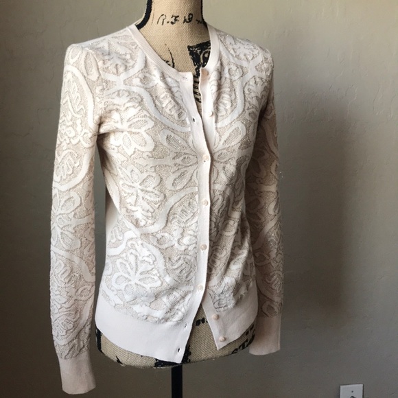 LOFT Sweaters - LOFT sweater, cream with gold shimmer pattern in S